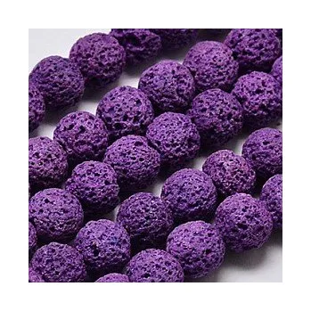 Korálek Lávové korálky fialové 8mm (10ks)