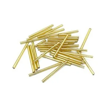 Dětské navlékací korálky Preciosa tyčinky zlaté rovné 35 mm