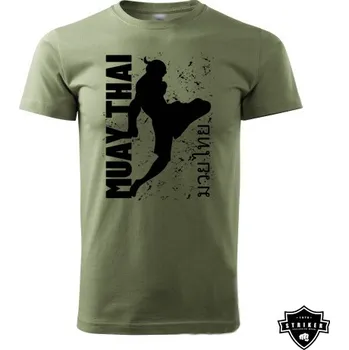 Pánské oblečení STRIKER Tričko Muay thai 2 Barva: Olivová, Velikost: XL