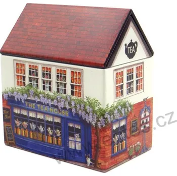 Dóza na potraviny TEA HOUSE - ČAJOVNA malý bílooranžový domeček (Dana Kubick)