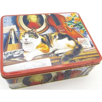 Dóza na potraviny GEOFF CATS 2670 kočka na stole s houslemi a obraz Mozarta