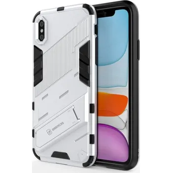 Pouzdro na mobilní telefon Odolný ochranný kryt se stojánkem pro iPhone X / XS - bílý