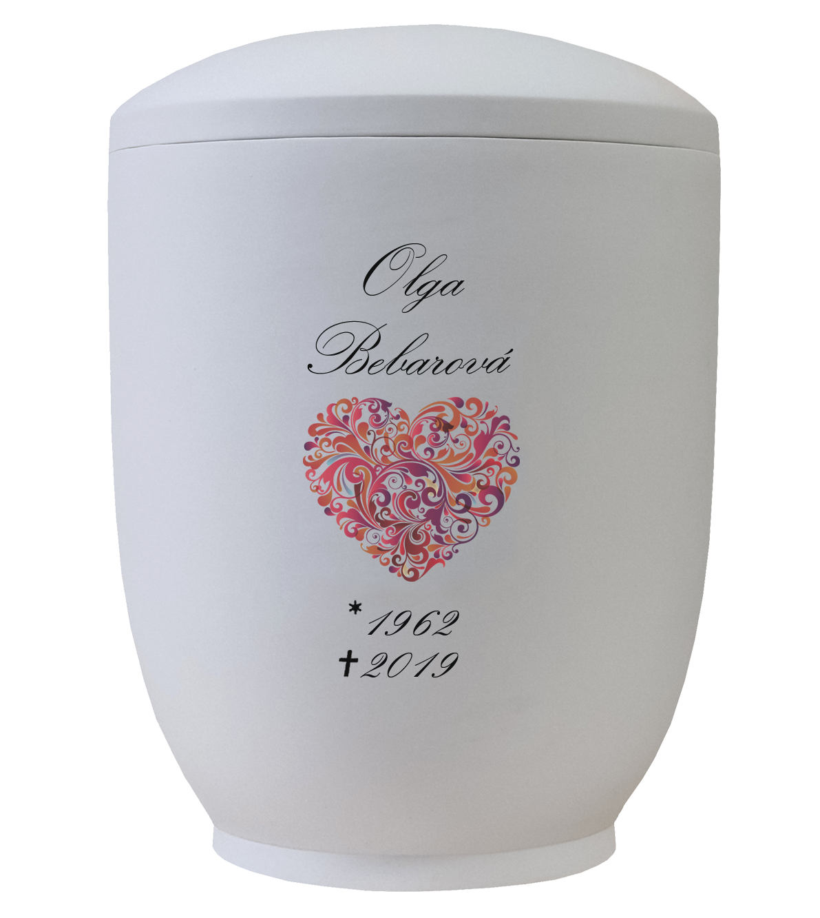 Pohřební urna Diamant | režná | srdce text