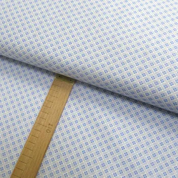 Bavlněné plátno - Květy světle modré, kruhy šedo-modré na bílé - šíře 150cm