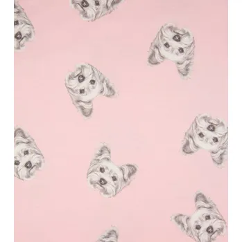 Metráž látka teplákovina nepočesaná pes na růžové | RTex