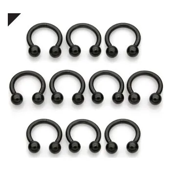 Piercing Piercingate Piercing podkova PPO00104 - Barva/Motiv: Černá, Kuličky: 6 mm, Průměr podkovy: 12 mm, Průměr tyčky: 3 mm