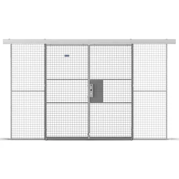 Plot Dveře - posuvné dvoukřídlé (pro ochrannou mříž), šířka 2000 mm, sloupky šedé/dveře šedé