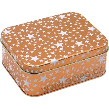 Dóza na potraviny ELEGANCE plechová dóza na sladkosti 7315 měděná s bílými hvězdičkami