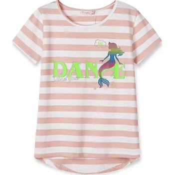 Dívčí triko - KUGO WK0821, světlonce růžová/ bílá Barva: Růžová, Velikost: 140-146