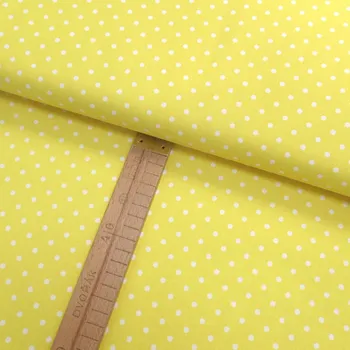 Bavlněné plátno - Puntík bílý na žluté - šíře 150cm