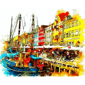 Malování podle čísel s rámem "Přístav 2" 50x40cm