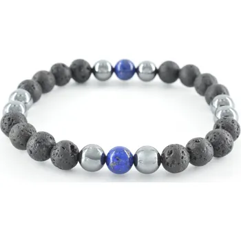 Svět kamenů Láva, hematit a lapis lazuli 8mm náramek