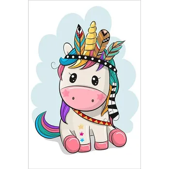 Diamantové malování TSvetnoy TSvetnoy, LC044e, Diamond painting - diamantové malování, 20 x 30 cm, Jednorožec Indián