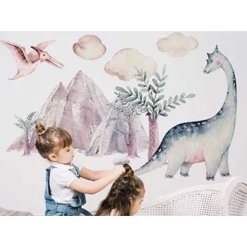 Samolepící dekorace DEKORACJAN Nálepka na zeď - Dinosaurus a pterodaktyl