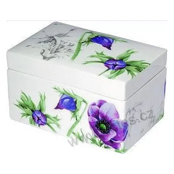 Dóza na potraviny SASANKA dóza V fialové a modré sasanky na bílé