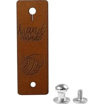 Nášivka Štítek Hand made hnědý s nýtkem (Štítek Hand made hnědý s nýtkem)