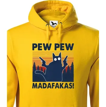Pánská mikina Pánská mikina - Pew Pew madafakas!, Barva Žlutá, Velikost L, Canvas Pánská mikina Bezvatriko.cz 0793 - DTF/DTG