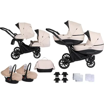 Kočárek Sourozenecký kombinovaný kočárek Kunert BOOSTER 2025, černý rám cream