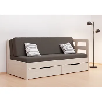 Postel BMB Tandem Harmony rozkládací postel s pravým čelem - buk Moření: šedá, Provedení: Jádrový buk cink, Typ: ostré rohy, Rozměr: 90/180 x 200 cm