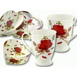 Carmani® Carmani - Porcelánové hrnky Červená růže na stopce v dárkové krabičce ve tvaru srdce - 2*300 ml