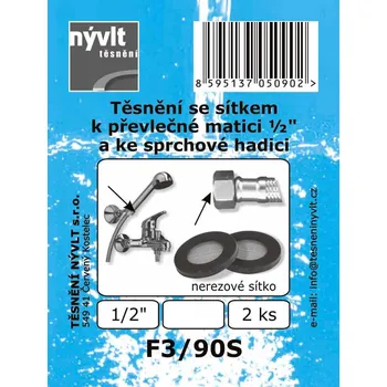 SADA těsnění převlečné matice 1/2" s nerezovým sítkem 2 ks - F3/90S