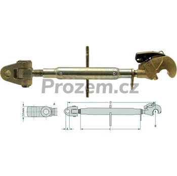 Šroub Třetí bod se záchyt. hákem a vid. M30x3,5mm (670-910mm) kat.28-3