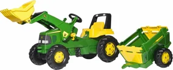 Dětské šlapadlo Rolly Toys Šlapací traktor Junior John Deere s nakladačem + vlekem
