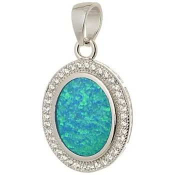 Přívěsek Stříbrný opálový přívěšek s čirými zirkony STRZ0716F
