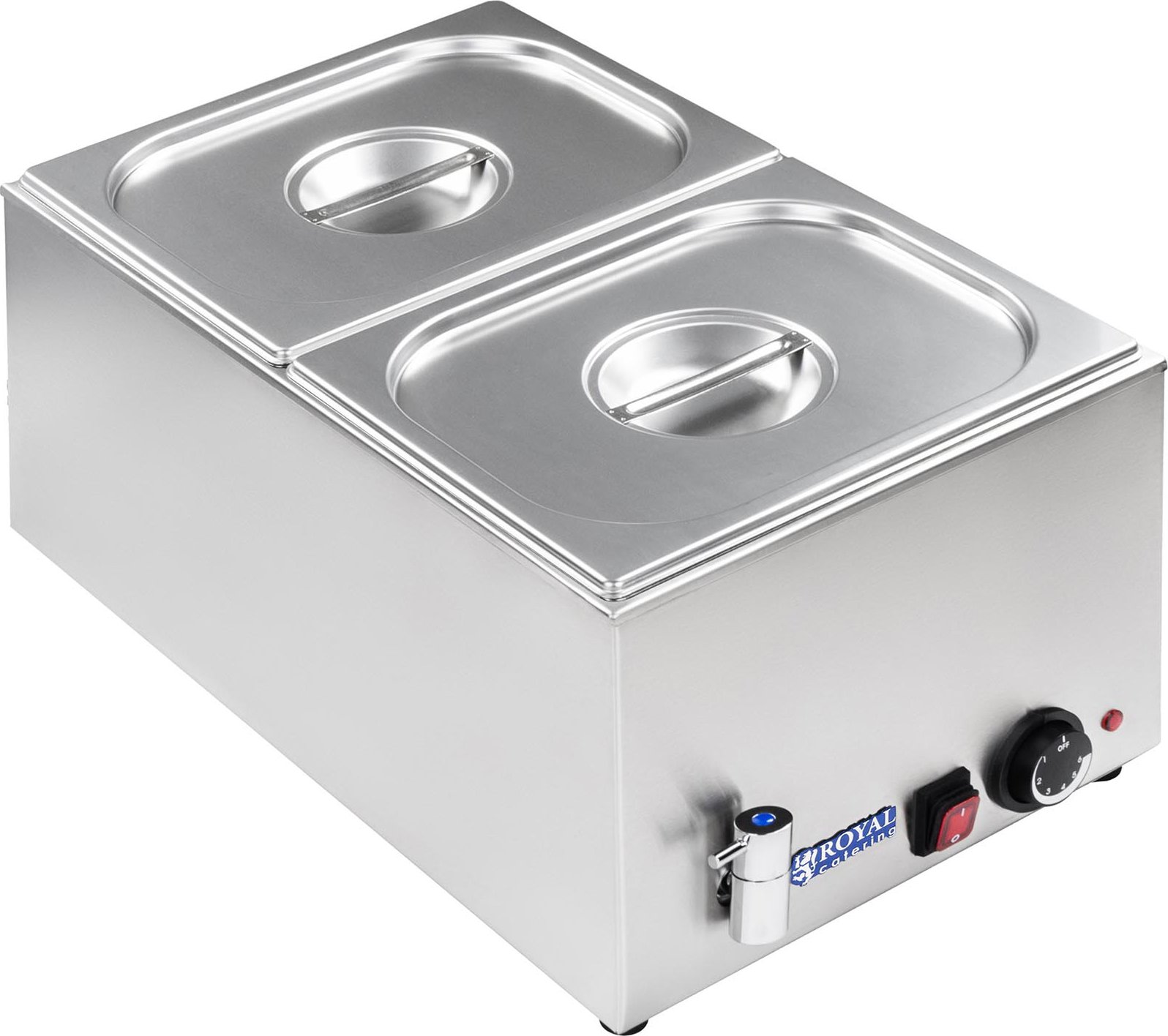 Suppenstation Bain Marie Speisenwärmer Edelstahl 2 x 7 L 30 - 110 °C 1500 W
