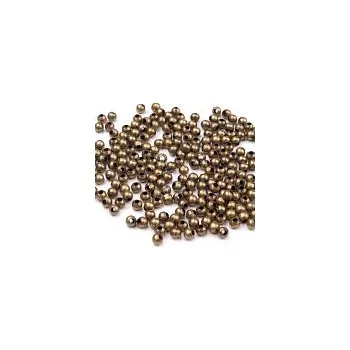 Dětské navlékací korálky Korálek kovový starozlatý , 3 mm (5 g)