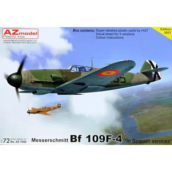 Plastikový model AZ model 1/72 Bf 109F-4 'In Spanish Services' (3x camo)