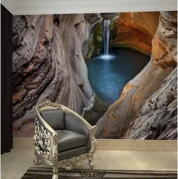 Fototapeta Solution Media 3D tapeta - Jeskyně s vodopádem MU358 2 - Voděodolná hedvábná tkanina - Textilní tapeta lesklá - 200g/m2