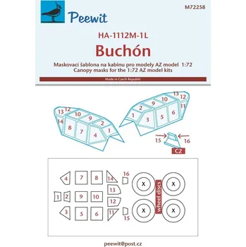 Plastikový model Peewit 1/72 Canopy mask HA-1112M-1L Buchón (AZ)