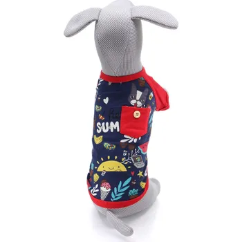 Obleček pro psa Vsepropejska Flin tričko s kapsou pro psa Barva: Modrá, Délka zad (cm): 21, Obvod hrudníku: 28 - 30 cm