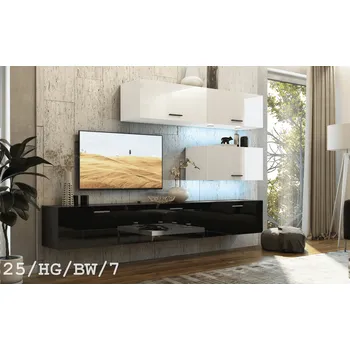 Obývací stěna Ral Obývací stěna VENUS 4, 249 cm - Černo/bílý lesk