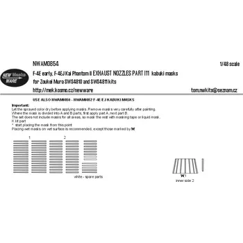 Plastikový model New Ware 1/48 Mask F-4E early, F-4EJ EXH.NOZZLES part I11