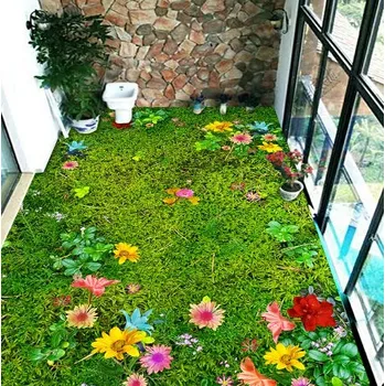 Fototapeta Solution Media 3D tapeta na podlahu - Trávník s květy MU1472