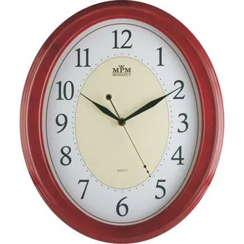 Hodiny MPM Oválené plastovné nástěnné kaštanové hodiny MPM E01.1898 (MPM Oválené plastovné nástěnné kaštanové hodiny MPM E01.1898)