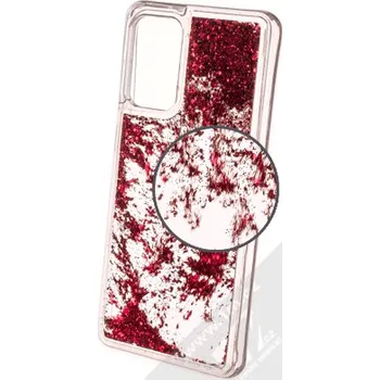 Pouzdro na mobilní telefon 1Mcz Liquid Hexagon Sparkle ochranný kryt s přesýpacím efektem třpytek pro Samsung Galaxy A72, Galaxy A72 5G červená (red)