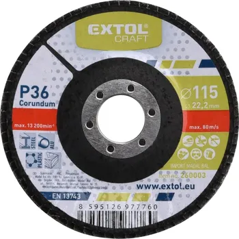 EXTOL CRAFT Lamelový kotouč šikmý korundový, P36, 115mm