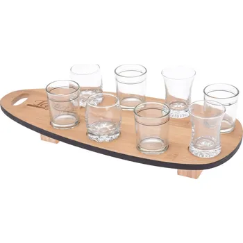 EH Excellent Houseware Bambusový podnos, 8 sklenic