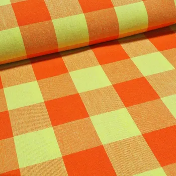 Dekorační látka - Kanafas oranžovo-žlutý - velká kostka bez obšití 150