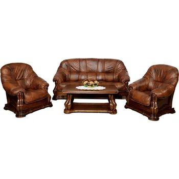 Sedací souprava Nábytek Chodura Rustikální sedací souprava Florida dřevo 105x220x100 Hnědá