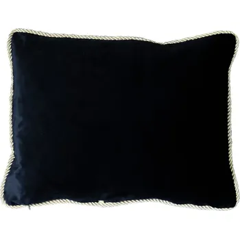 Dekorativní polštářek Černý sametový polštář se zlatým krouceným lemem - 45*35cm