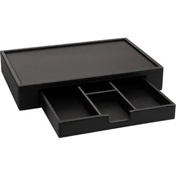 ALISEO Kožený podnos se šuplíkem 300 x 50 x 200 mm The Londoner Noir, černý 190084