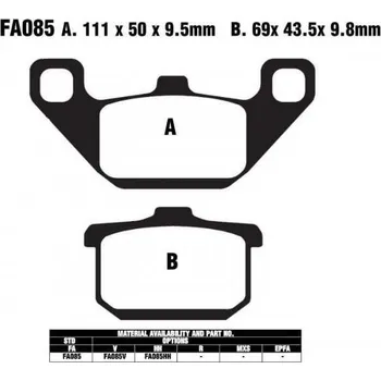 Brzdový komplet EBC FA85 V organické V brzdové destičky pro motorku