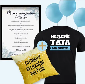 Balónek Set plakátu, polštáře, trička a balónků RELAX, pro tatínka Barva: Černá, Velikost a volba balónků: S - s balónky