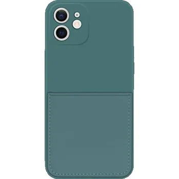 Pouzdro na mobilní telefon Ochranný kryt s kapsou na karty pro iPhone 12 - petrolejový