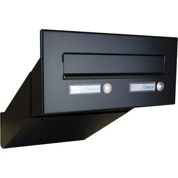 Poštovní schránka 1x poštovní schránka D-042 k zazdění do sloupku + čelní deska s 2x zvonkem ČD-3 - RAL 9005 MAT. - ČERNÁ
