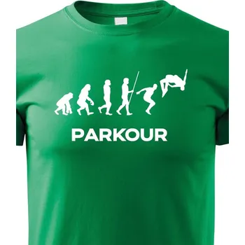 Chlapecké tričko Dětské tričko - Parkour evoluce, Barva Zelená, Velikost 158 cm/12 roků, Canvas Dětské tričko Bezvatriko.cz 0806